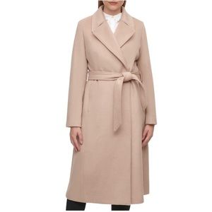 Karl Lagerfeld Belted Wool-Blend Wrap Coat